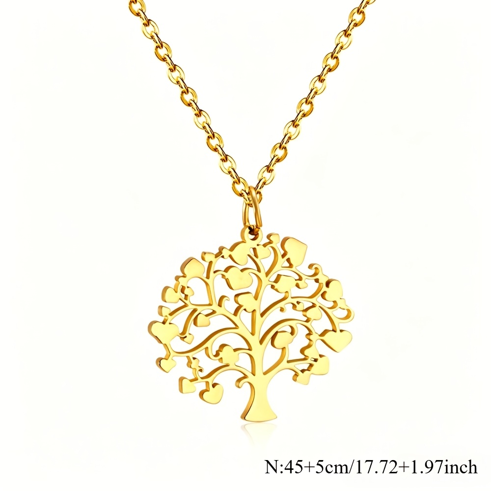 Hollow Heart-Shaped Tree of Life Pendant Necklace